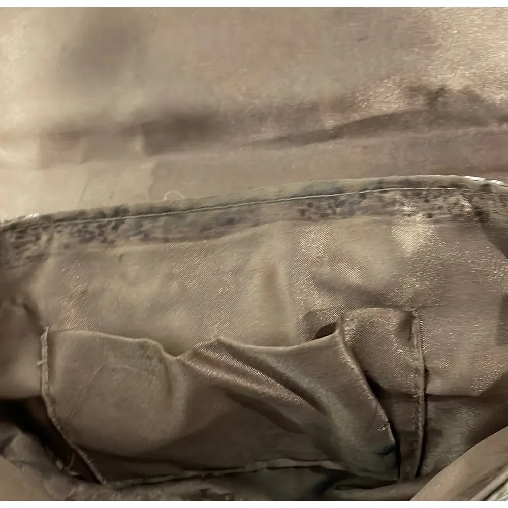 Mock croc leather handbag with‎ mettal chain